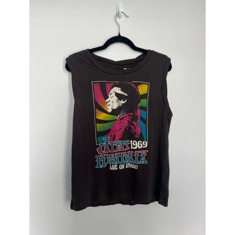 Chaser Jimi Hendrix Graphic Tank Top Womens Large Brown Retro‎ 1969 Sleeveless